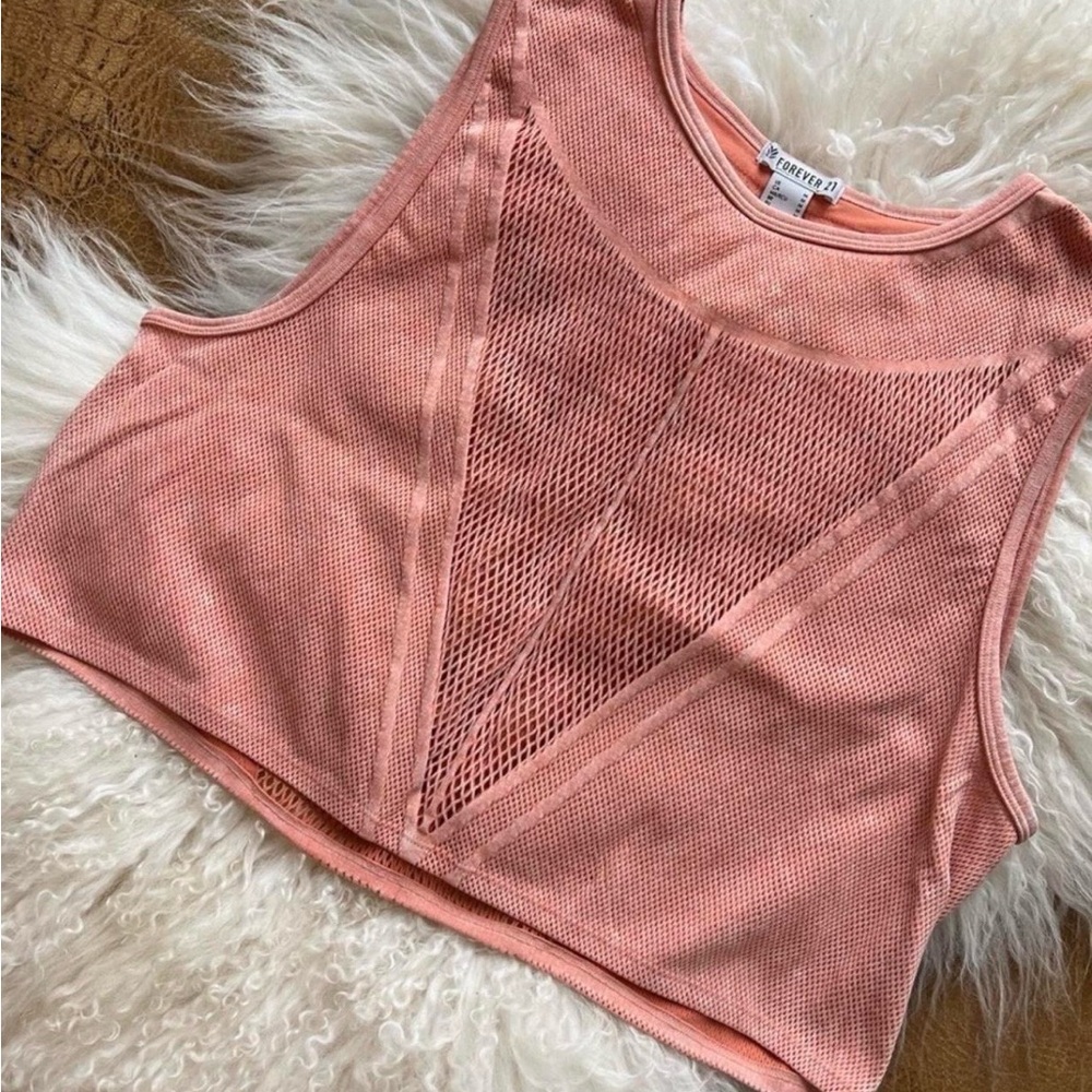 NWOT Forever 21 Mesh Panel Cropped Tank Top